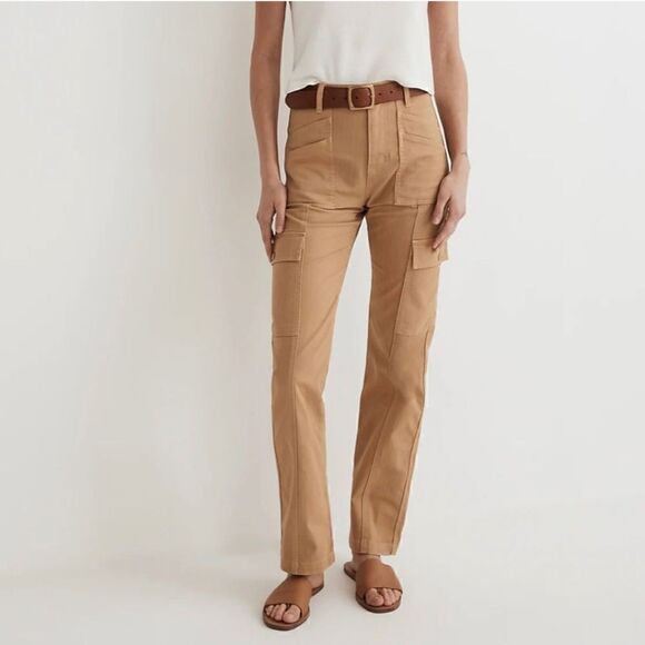 Madewell 90s Straight Cargo Pants women's size 24 tan khaki preppy NWTs - Picture 1 of 12